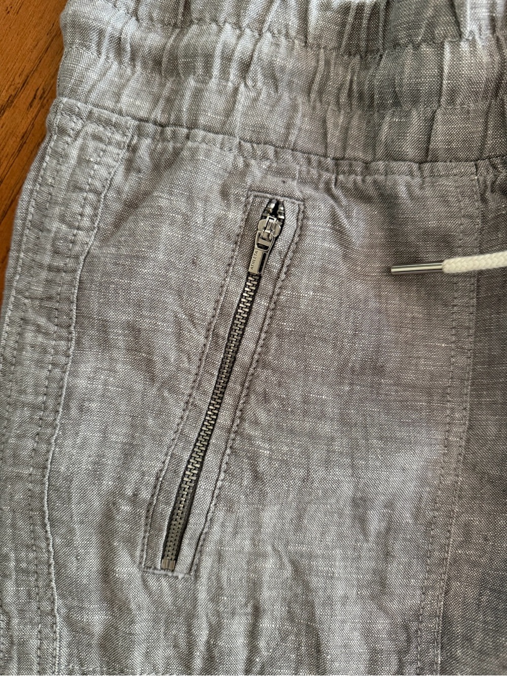 Athleta Light Gray Drawstring Linen Pant - Picture 2 of 6